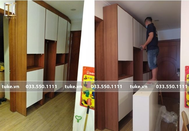 tủ giày kịch trần gỗ An Cường lõi xanh