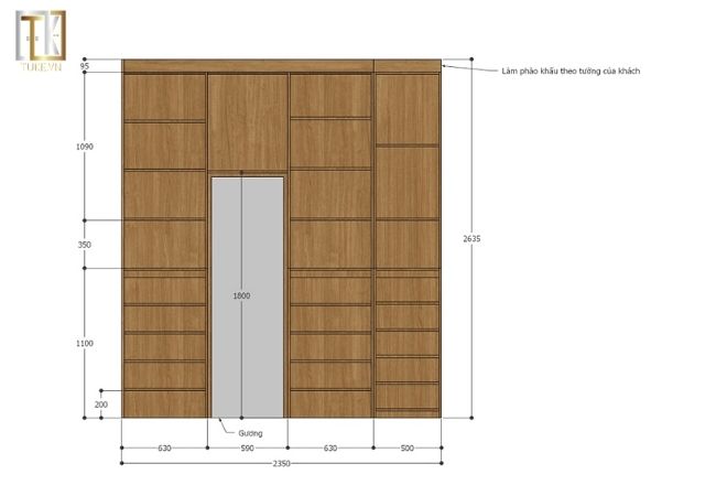 thiết kế chi tiết số liệu tủ quần áo