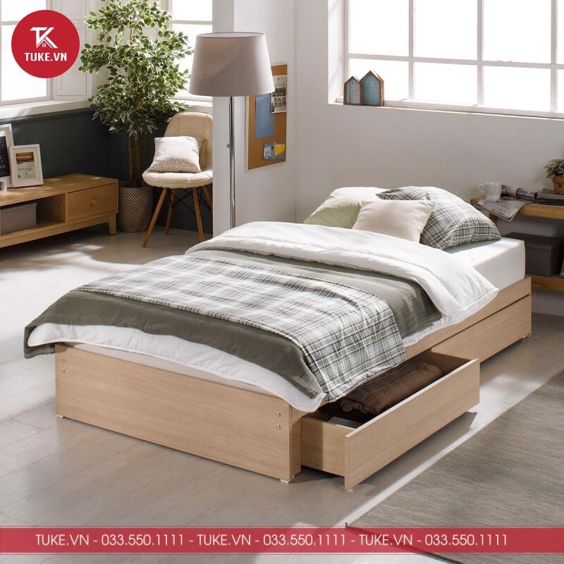 Giường ngủ làm từ gỗ công nghiệp An Cường do Tuke.vn thiết kế