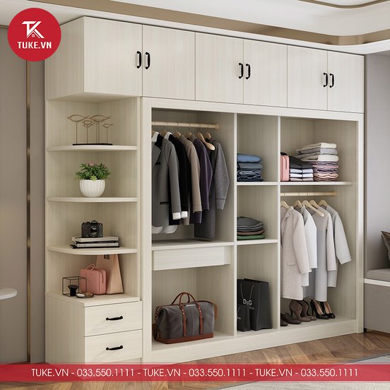 Tủ treo quần áo TA287 chia thành nhiều ngăn giúp đựng nhiều quần áo, đồ đạc