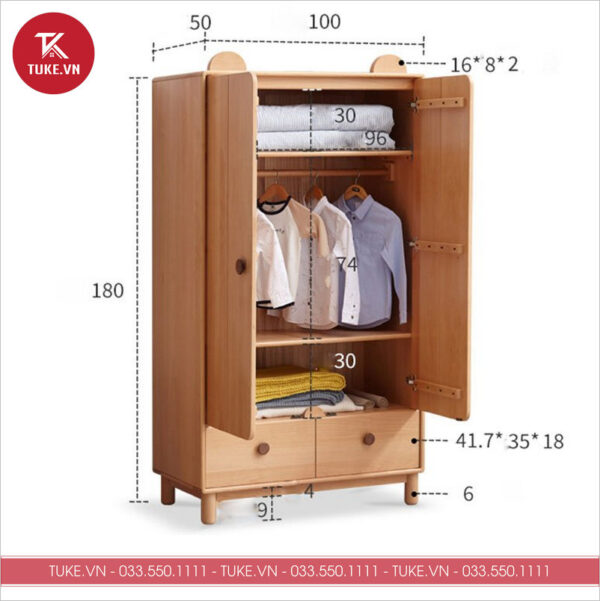 Tủ quần áo có kích thước nhỏ gọn thiết kế phù hợp với căn phòng có diện tích hạn chế