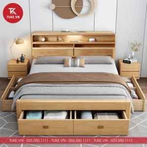 Giường ngủ gỗ MDF hiện đại, sang trọng GN059