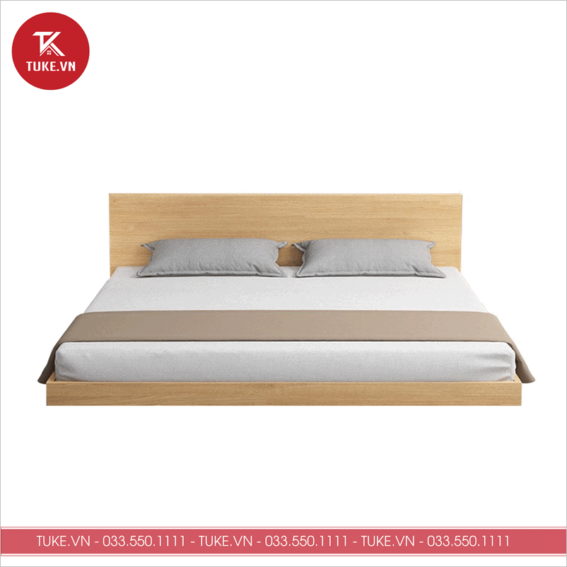 Giường ngủ được phủ lớp Melamine láng mịn, chống nước và bụi bẩn giúp bạn vệ sinh dễ dàng
