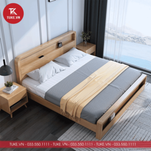 Giường ngủ gỗ MDF thiết kế hiện đại GN058