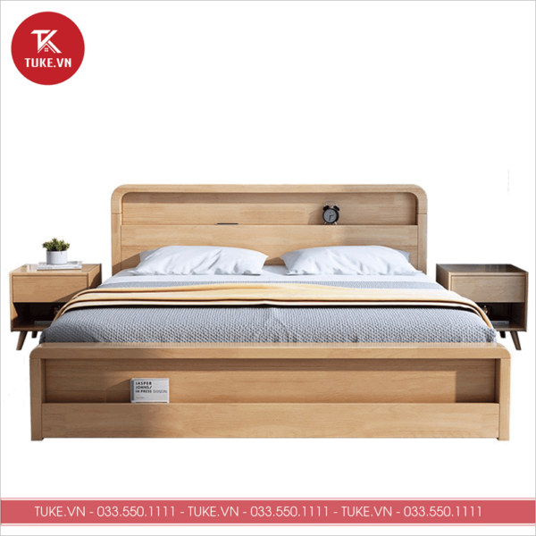 Giường làm từ gỗ MDF có phủ Melamine giúp chống ẩm mốc, độ bền cao theo thời gian