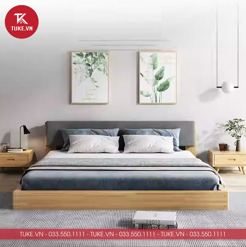 Giường làm từ gỗ MDF phủ lớp Melamine mang đến độ bền cao, chống ẩm, cong vênh vượt trội