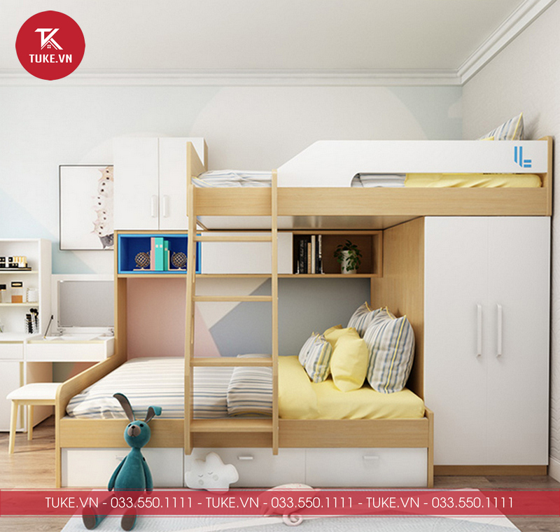 Giường ngủ được thiết kế đảo chiều phù hợp với không gian, nhu cầu lắp đặt