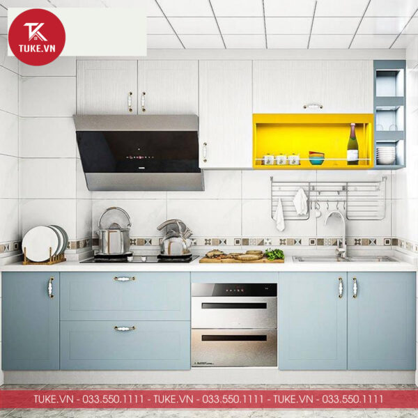 Tủ bếp thiết kế đơn giản, tạo điểm nhấn cho căn phòng bếp