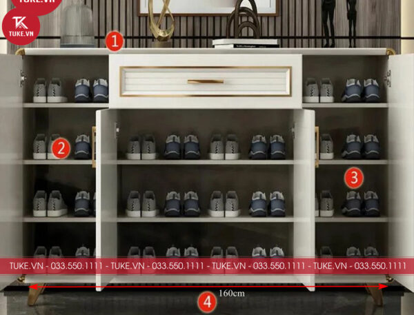 Tủ giày có ngăn chứa rộng kết hợp với ngăn kéo để đồ dùng khác